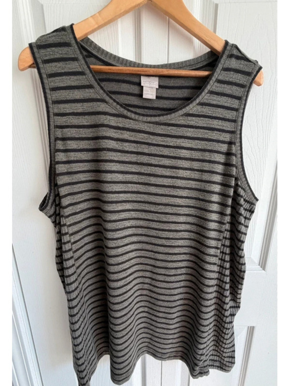 Chico's Zenergy Plus Size 2XL Gray and Black Striped Tank Top